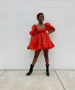 Selkie Clothing Like Strawberries Puff Dress