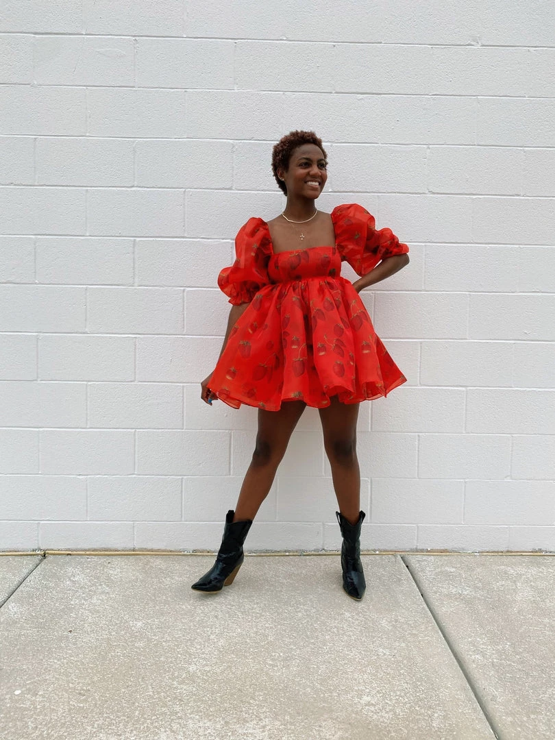 Selkie Clothing Like Strawberries Puff Dress