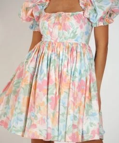 Selkie The Beach Day Dress In Grapefruit Floral Clothing