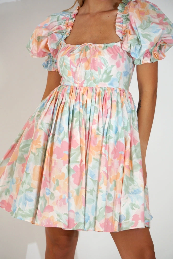 Selkie The Beach Day Dress In Grapefruit Floral Clothing