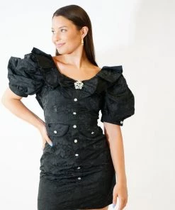 Sister Jane Black Brocade Mini Dress Clothing