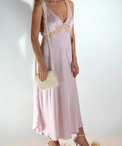 Au Darling Chic Lilac Satin Dress Clothing