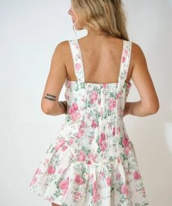Au Darling Clothing Pink Floral Romper Dress