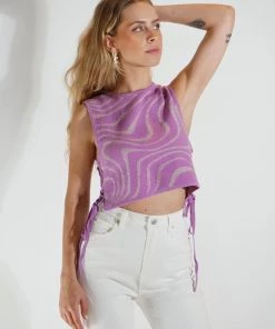 Au Darling Clothing Purple & Silver Sleeveless Sweater