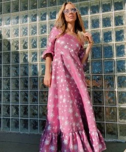 Au Darling Star Lift Jacquard Midi Dress Clothing