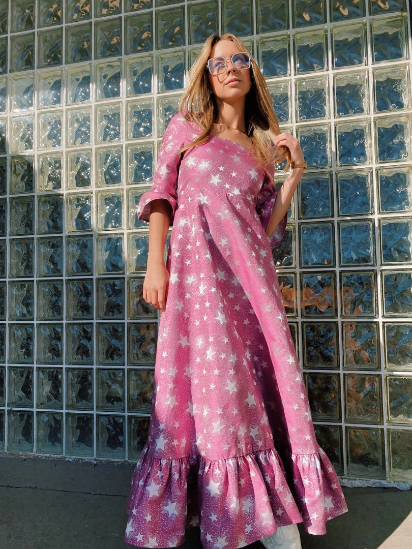 Au Darling Star Lift Jacquard Midi Dress Clothing