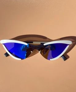 Au Darling White And Blue Reflective Sunglasses
