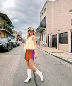 Au Darling Pale Yellow Feather Tank