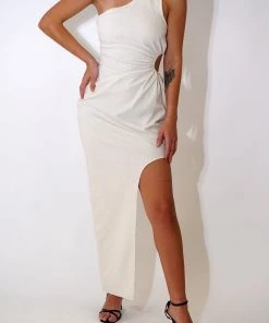 Au Darling Coco One Shoulder Linen Dress Clothing