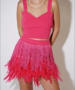 Au Darling Shake It Up Pink Feather Skirt Clothing