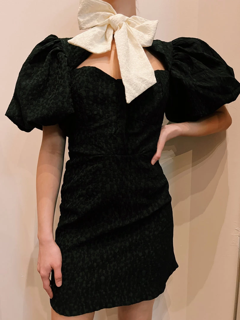 Sister Jane Clothing Black & White Jacquard Mini Dress