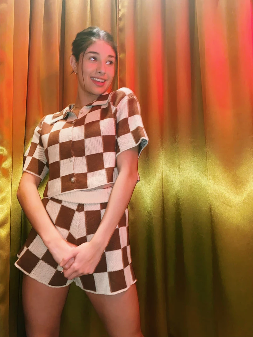 Au Darling Brown Check Set Top