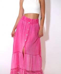 Au Darling Mia Pink Maxi Skirt Clothing