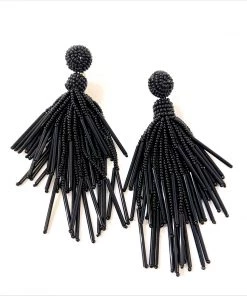 Au Darling New Arrivals Black Beaded Chandelier Earrings