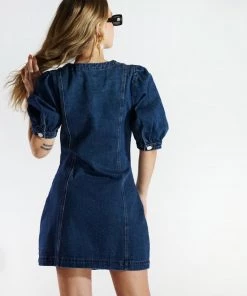 Au Darling Puff Sleeve Denim Dress