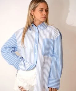 Au Darling Clothing Annie Blue Striped Button Down