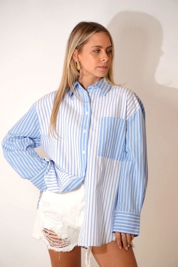 Au Darling Clothing Annie Blue Striped Button Down