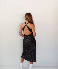 Au Darling Clothing Navy Marbled Midi Dress