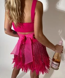 Au Darling Shake It Up Pink Feather Skirt Clothing