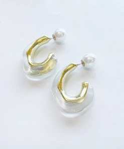 Au Darling Clear Pearl Post Earrings