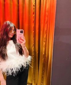 Au Darling Clothing White Feather Tank