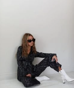 Au Darling Clothing Navy Marbled Trousers