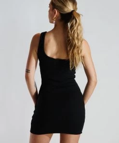 Au Darling Clothing Black Ribbed Wardrobe Dress