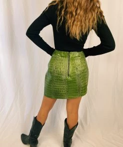 Au Darling Faux Croc Slanted Skirt Clothing