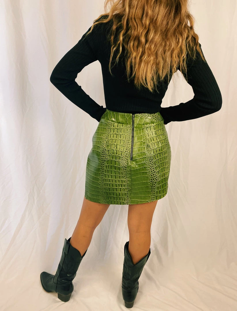 Au Darling Faux Croc Slanted Skirt Clothing