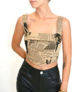 Au Darling Clothing Newsprint Corset Top