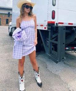 Au Darling Purple Plaid Mini Dress Clothing