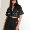 Au Darling Clothing Black Embroidered Shorts
