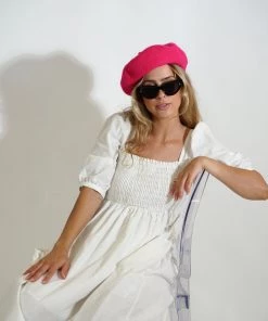 Au Darling White Smocked Midi Dress Clothing