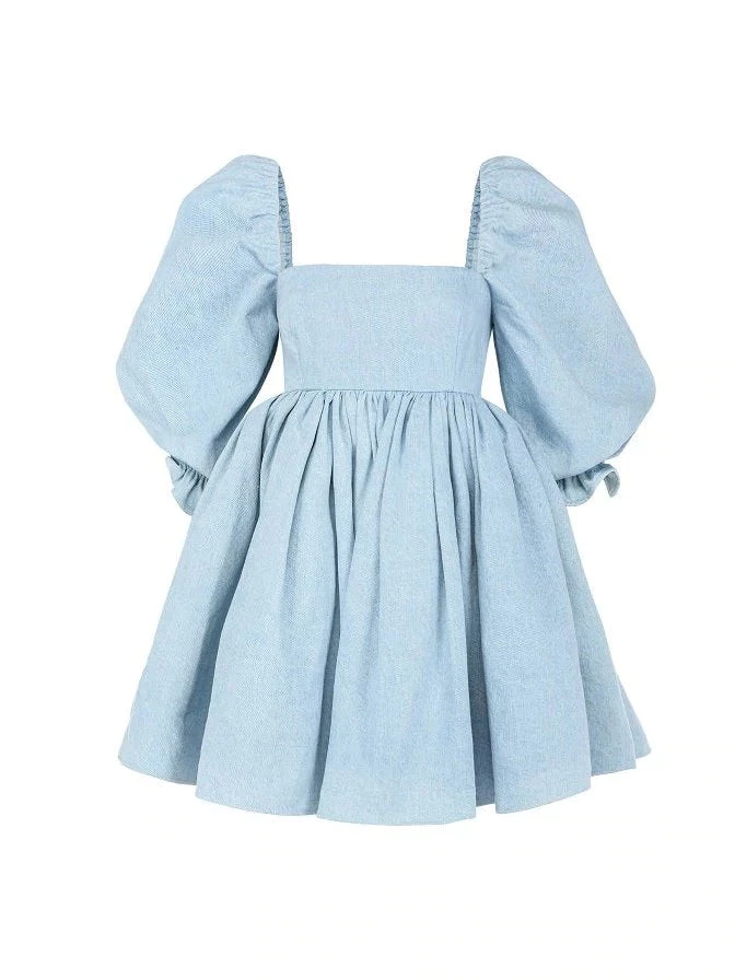 Selkie Clothing The Denim Puff Dress