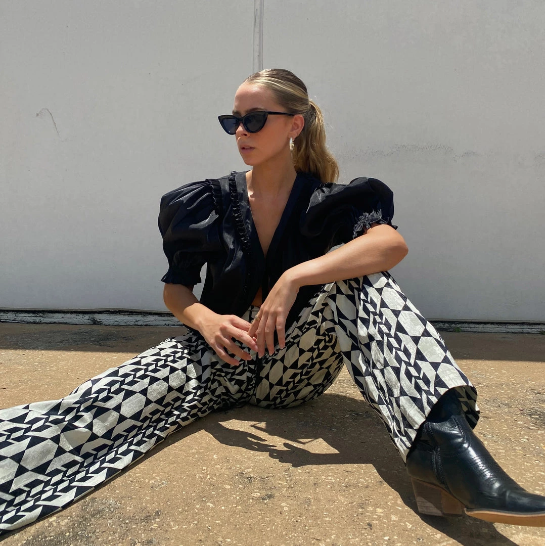 Au Darling Art Deco Print Trousers