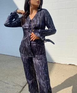 Au Darling Clothing Navy Marbled Trousers