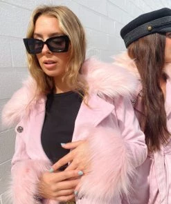 Au Darling Sienna Pink Faux Fur Coat Clothing