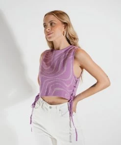 Au Darling Clothing Purple & Silver Sleeveless Sweater