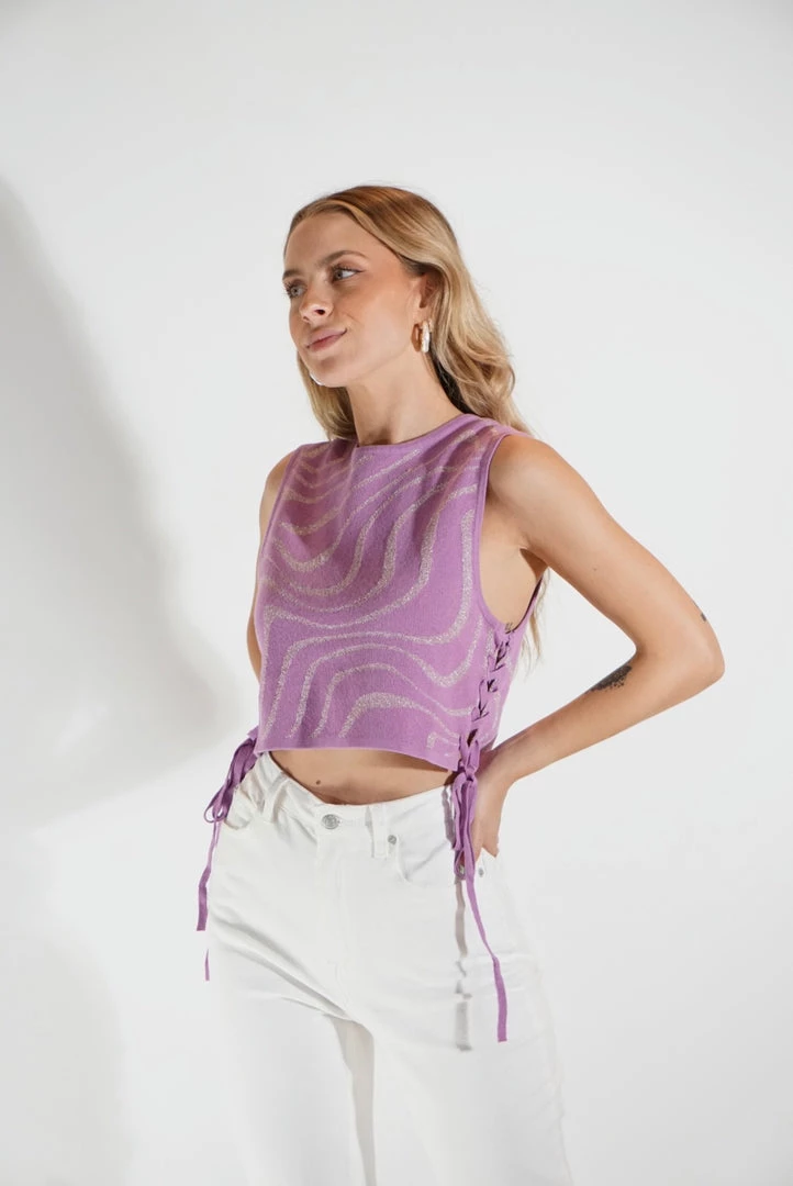 Au Darling Clothing Purple & Silver Sleeveless Sweater