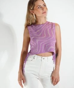 Au Darling Clothing Purple & Silver Sleeveless Sweater