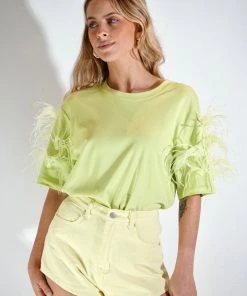 Au Darling Clothing Green Feather T-Shirt