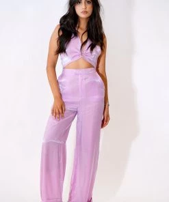 Au Darling Clothing Purple Metallic Trouser