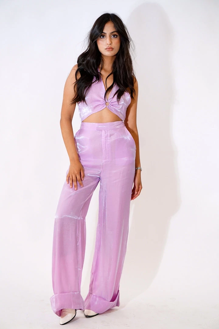Au Darling Clothing Purple Metallic Trouser