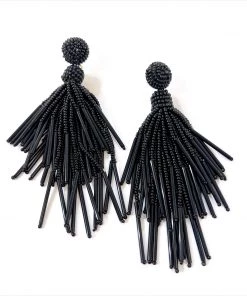 Au Darling New Arrivals Black Beaded Chandelier Earrings