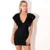 Au Darling Black Wing Cocktail Dress Clothing