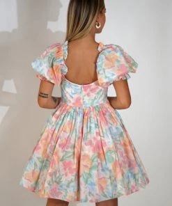 Selkie The Beach Day Dress In Grapefruit Floral Clothing