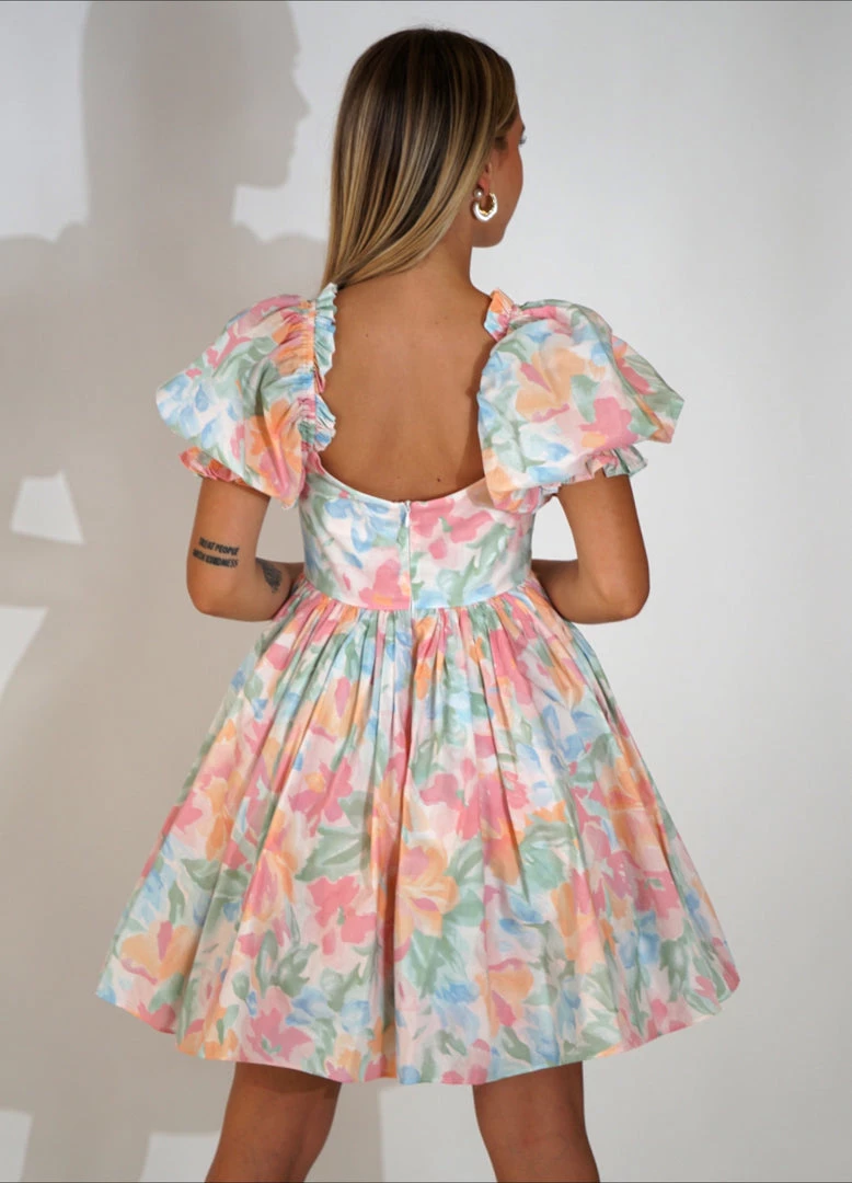 Selkie The Beach Day Dress In Grapefruit Floral Clothing