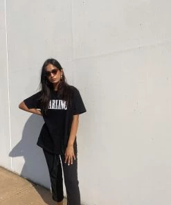 Au Darling Black Gauze Joggers Clothing