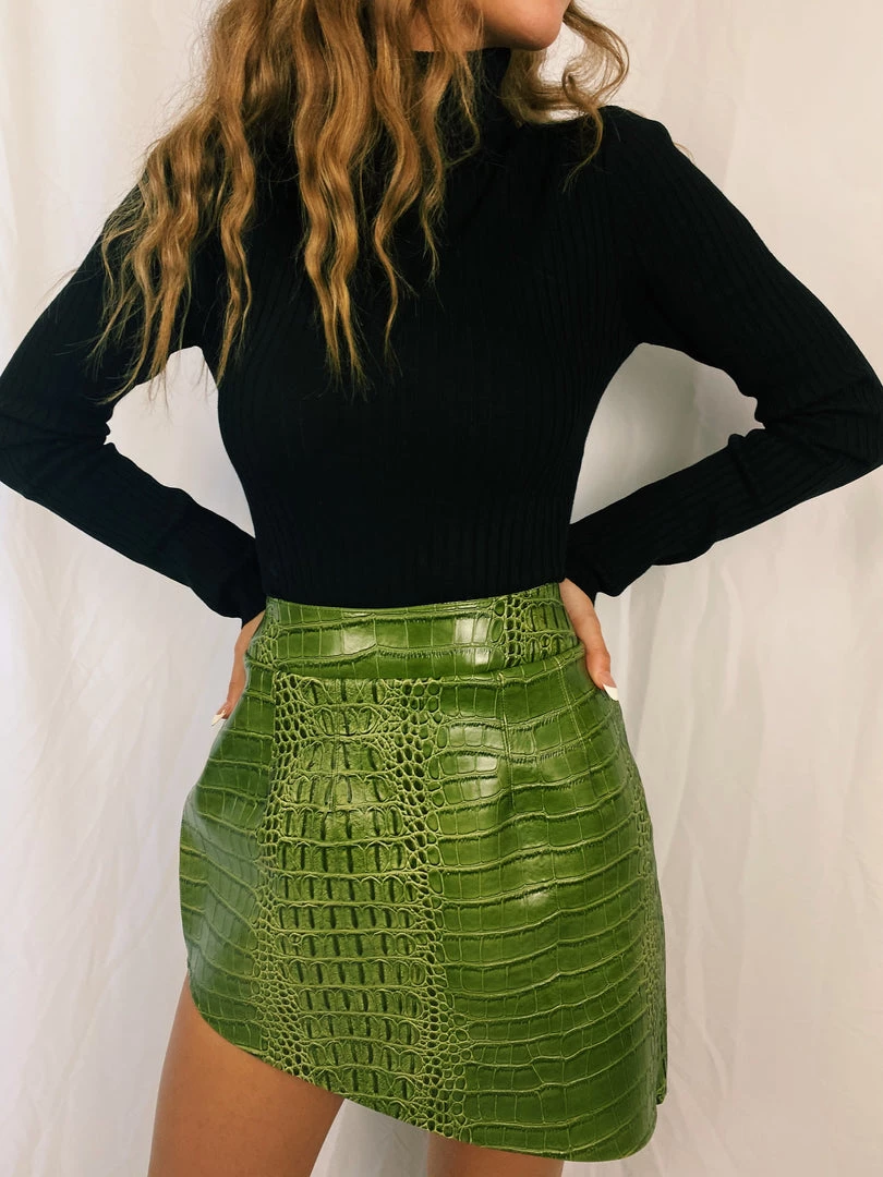 Au Darling Faux Croc Slanted Skirt Clothing