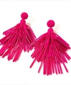 Au Darling New Arrivals Fuchsia Beaded Chandelier Earrings